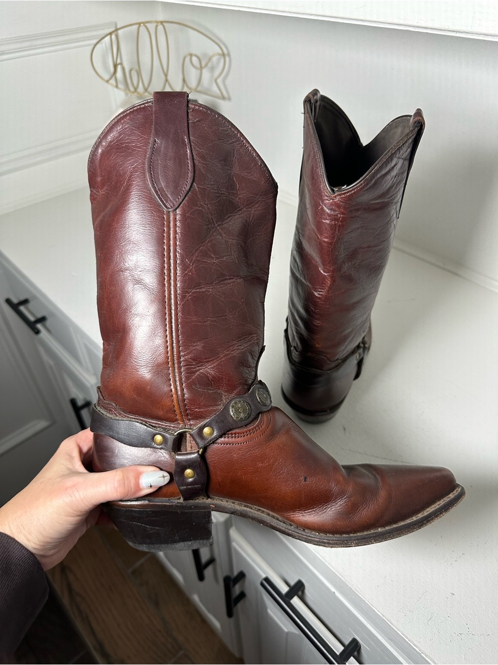 Acme Cowboy Boots Womens 10 Brown Harness Western Vintage Biker Cowgirl USA - Picture 7 of 9